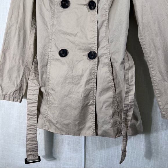 Stradivarius Beige Tan Belted Button Front Trench Jacket Coat Size M - Picture 8 of 14